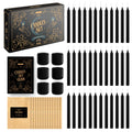 Wyspell 36‑Piece Black Spell Candle Set — 5” Chime Candles + 6 Candle Holders for Witchcraft & Rituals