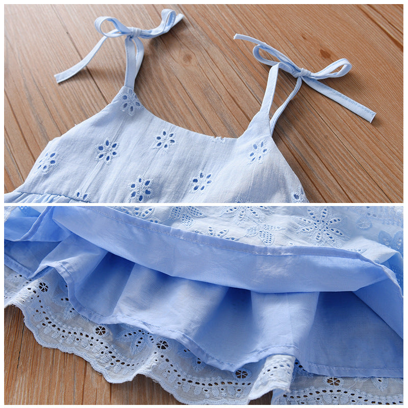 Girls’ Summer Lace Embroidered Vest Dress — 2022 Cute & Breezy Style