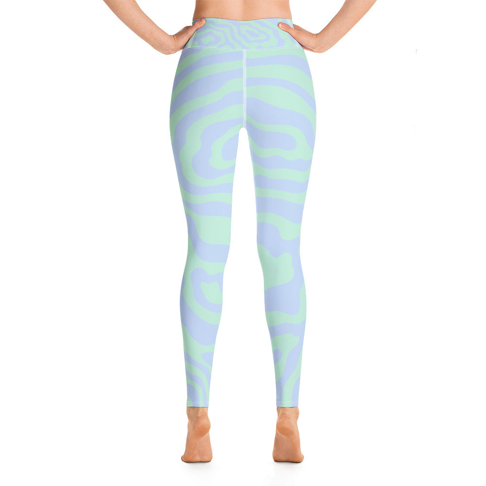 Women's Tropical Print Retro Kelp Yoga Leggings — Premium Stretch Activewear