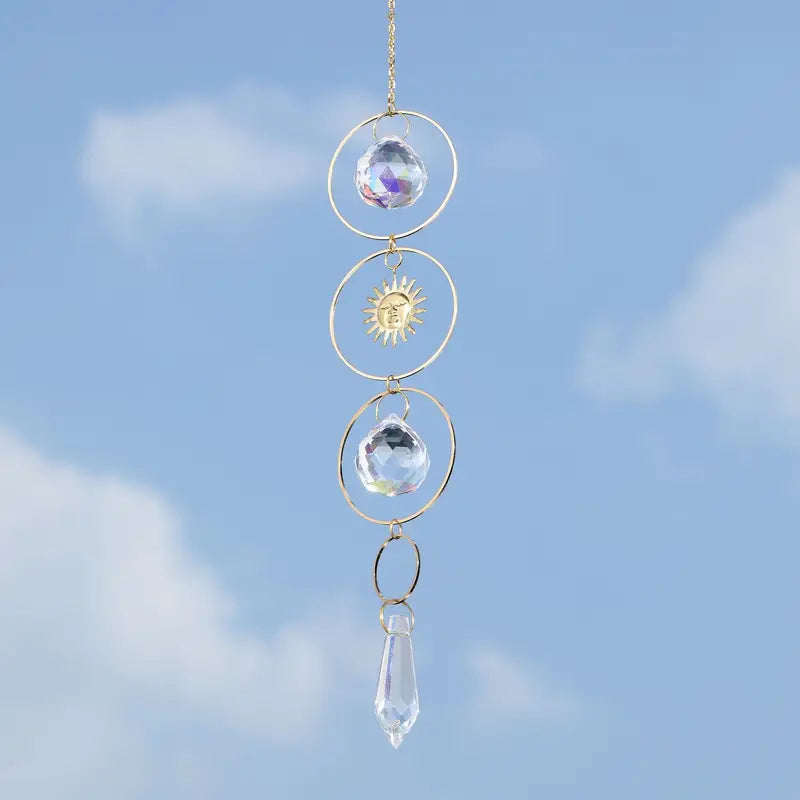 Rainbow Crystal Suncatcher Wind Chime — Glass Pendant Light‑Catching Ornament