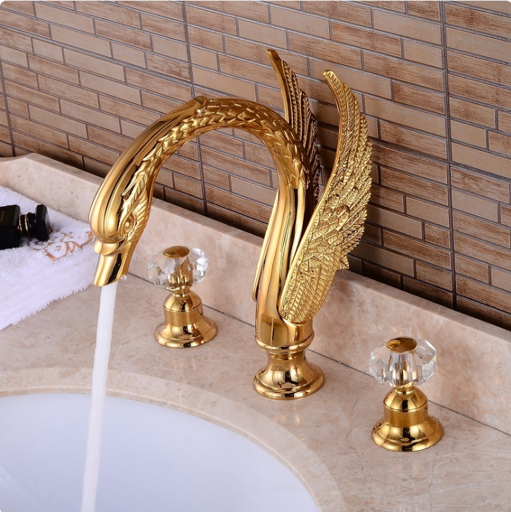 Luxury Swan Crystal Handle Faucet — Elegant Designer Bathroom Fixture