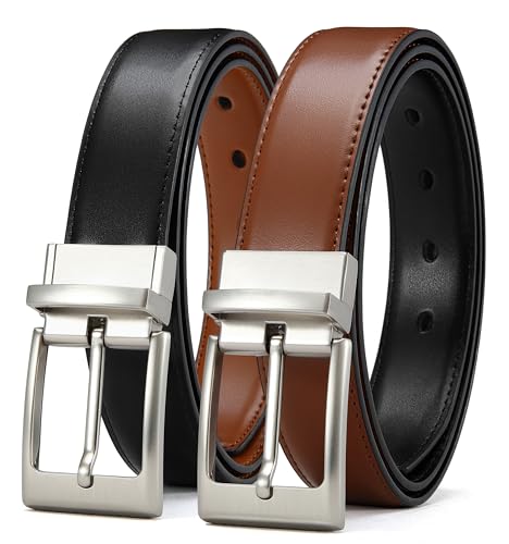 Men’s 1.25" Reversible Leather Dress Belt – Two‑Style CHAOREN Belt