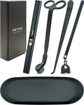 5‑in‑1 Candle Accessory Set with Rechargeable Lighter — Matte Black Luxury Candle Care Kit