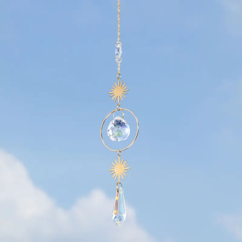 Rainbow Crystal Suncatcher Wind Chime — Glass Pendant Light‑Catching Ornament