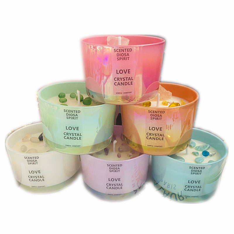 Enchanted Crystal Flower Shaped Soy Wax Candle Gift Set