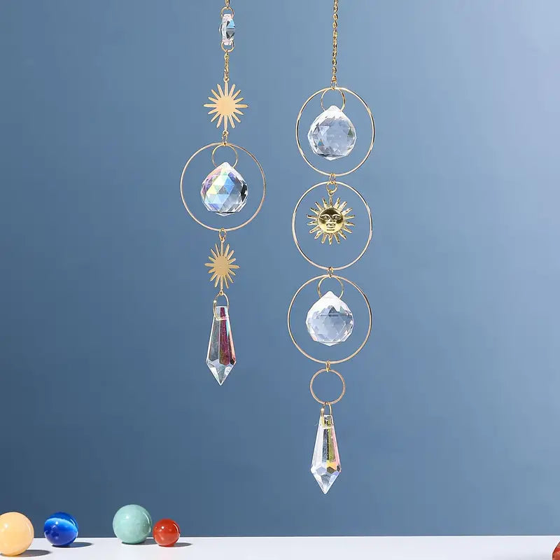 Rainbow Crystal Suncatcher Wind Chime — Glass Pendant Light‑Catching Ornament