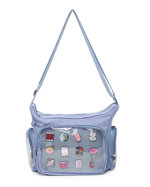 Canvas Ita Display Bag — Kawaii Crossbody Purse for Anime Pins & Charms