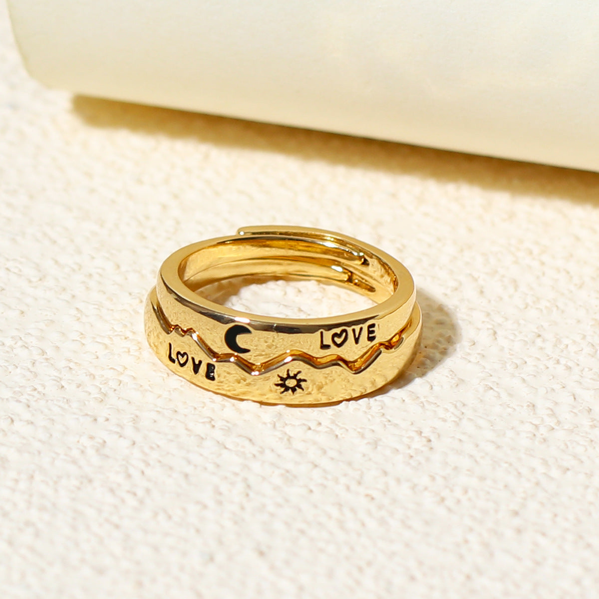 Sun & Moon LOVE Couple Ring