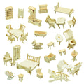 Small FurnitureDollhouse Furniture and Accessories 34PCS Wooden Dollhouse Furniture Set 3D Puzzle Miniature Puzzle Doll House Furniture Kit Puzzle Gift for Kids Teens and Adults
