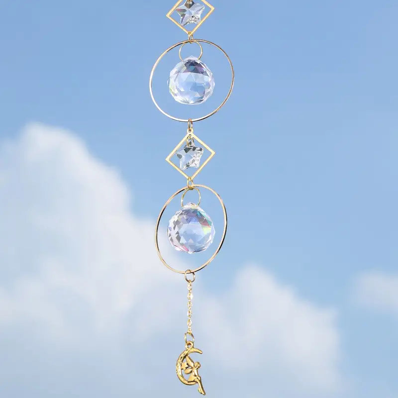 Rainbow Crystal Suncatcher Wind Chime — Glass Pendant Light‑Catching Ornament