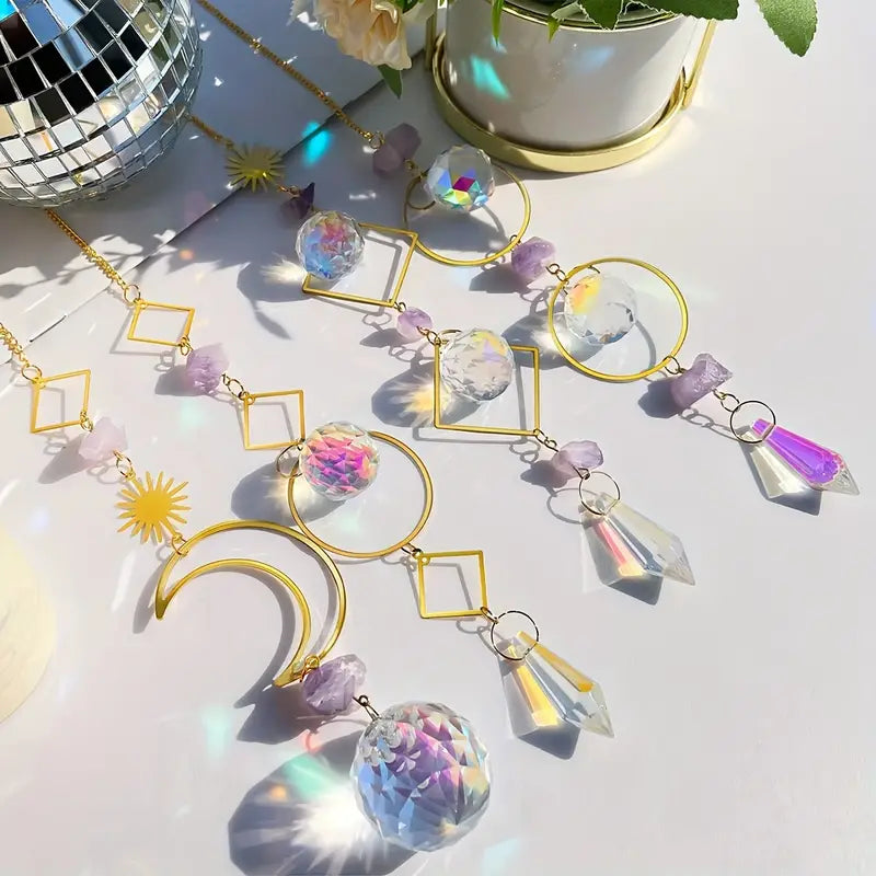 Crystal Moon & Sun Prism Suncatcher — Light‑Catching Hanging Ornament for Home DécorCrystal Moon & Sun Prism Suncatcher — Light‑Catching Hanging Ornament for Home Décor