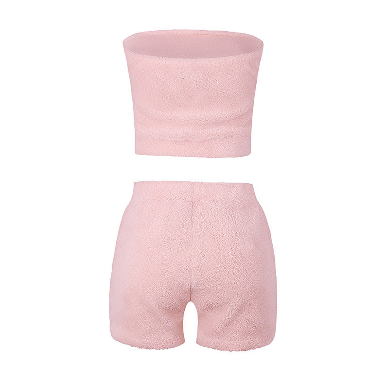 Summer Women's Casual Plush Two-Piece Set — Cozy Lounge Shorts & Top ( OM9353)