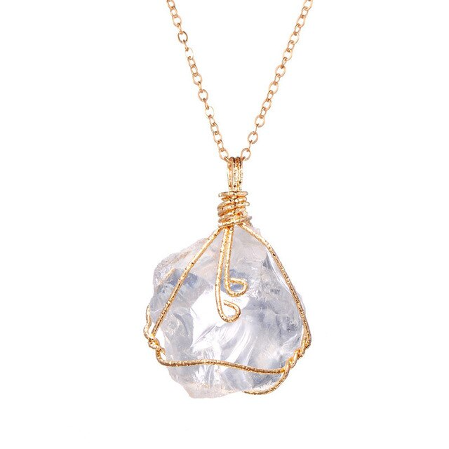 Natural Gemstone Chakra Pendant — Energy Healing Crystal Necklace with Chain