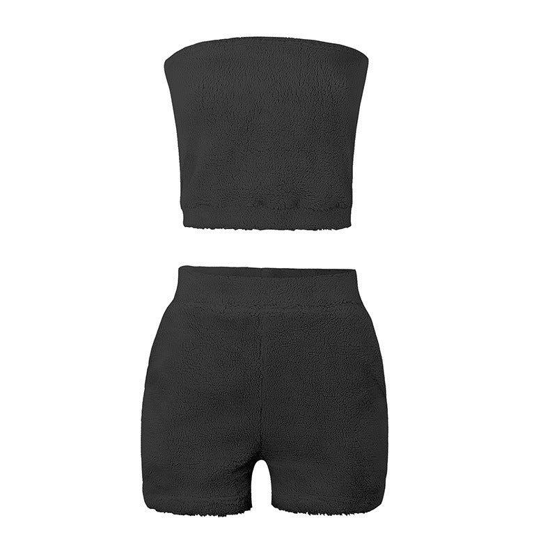Summer Women's Casual Plush Two-Piece Set — Cozy Lounge Shorts & Top ( OM9353)