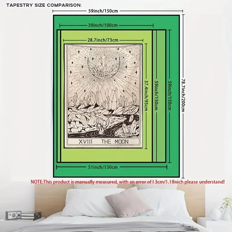 Tarot Moon Print Tapestry — Mystical Celestial Wall Hanging (Multiple Sizes)