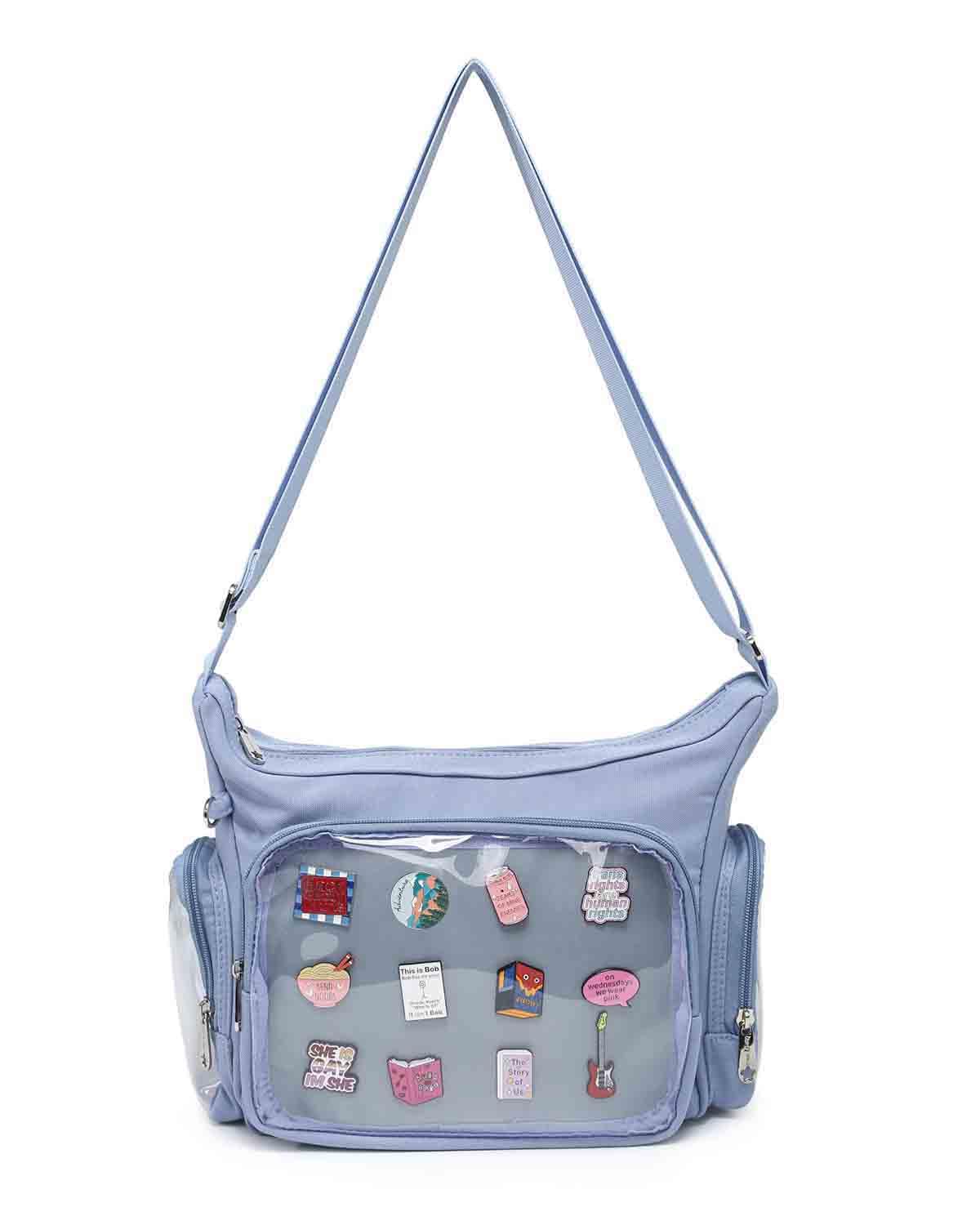 Canvas Ita Display Bag — Kawaii Crossbody Purse for Anime Pins & Charms
