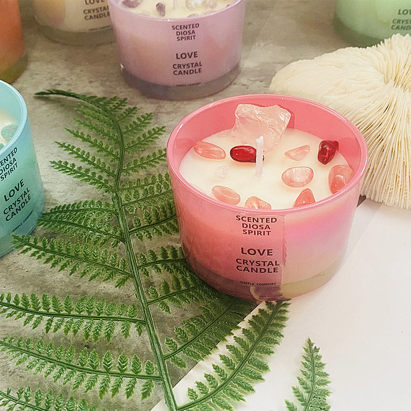 Enchanted Crystal Flower Shaped Soy Wax Candle Gift Set