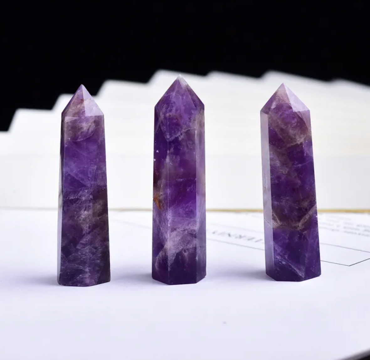 Six‑Sided Crystal Energy Column — Natural Polished Crystal Tower (Obsidian, Amethyst, Fluorite, Labradorite)
