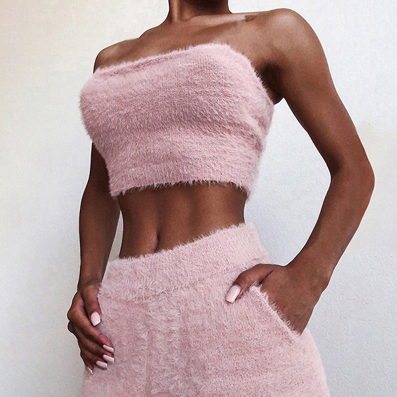 Summer Women's Casual Plush Two-Piece Set — Cozy Lounge Shorts & Top ( OM9353)