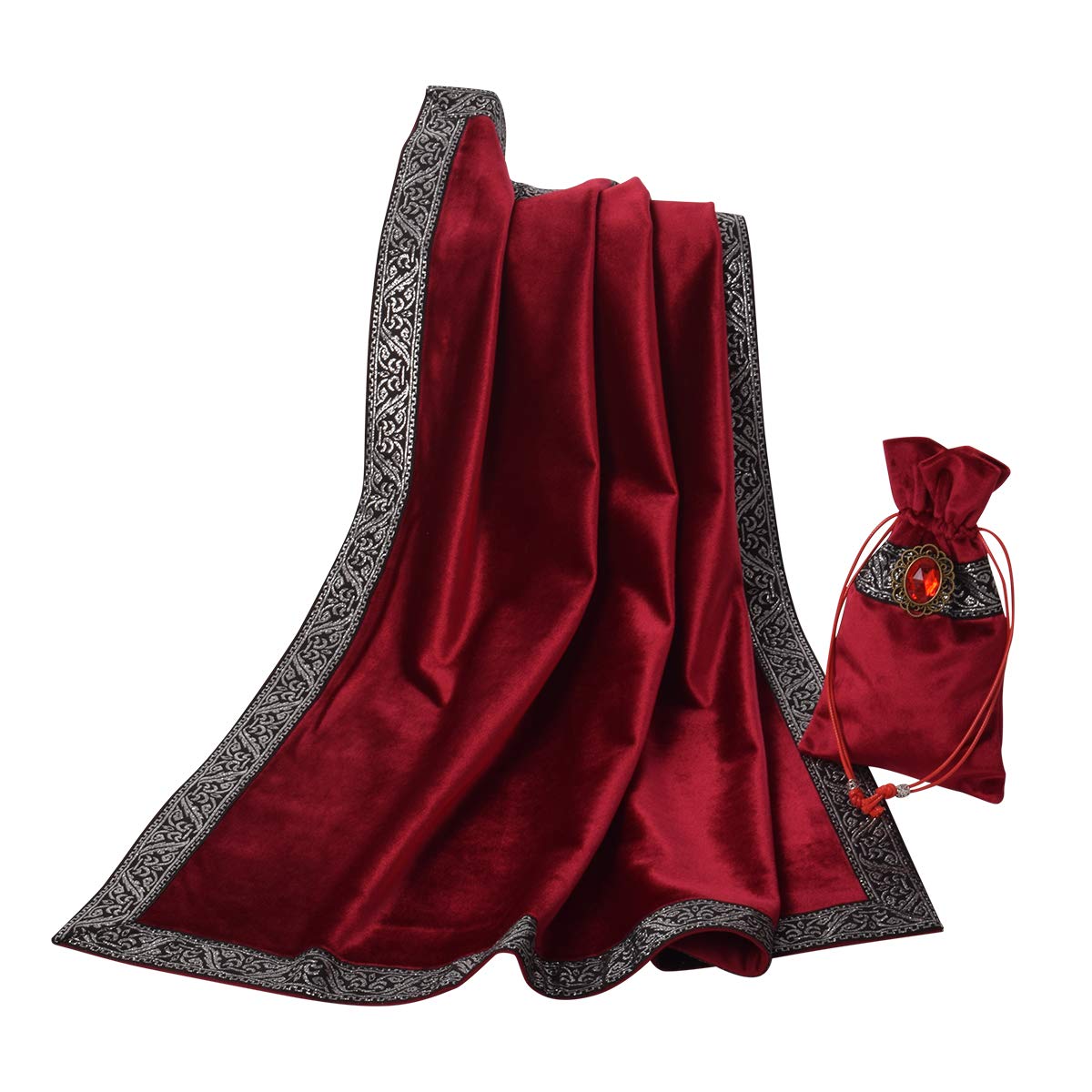 Altar Tarot Cloth & Pouch Set — Red Ritual Divination Cloth (BLESSUME)
