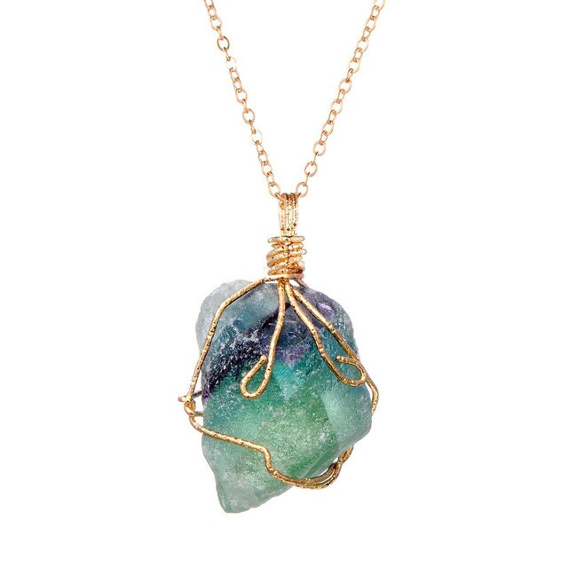 Natural Gemstone Chakra Pendant — Energy Healing Crystal Necklace with Chain