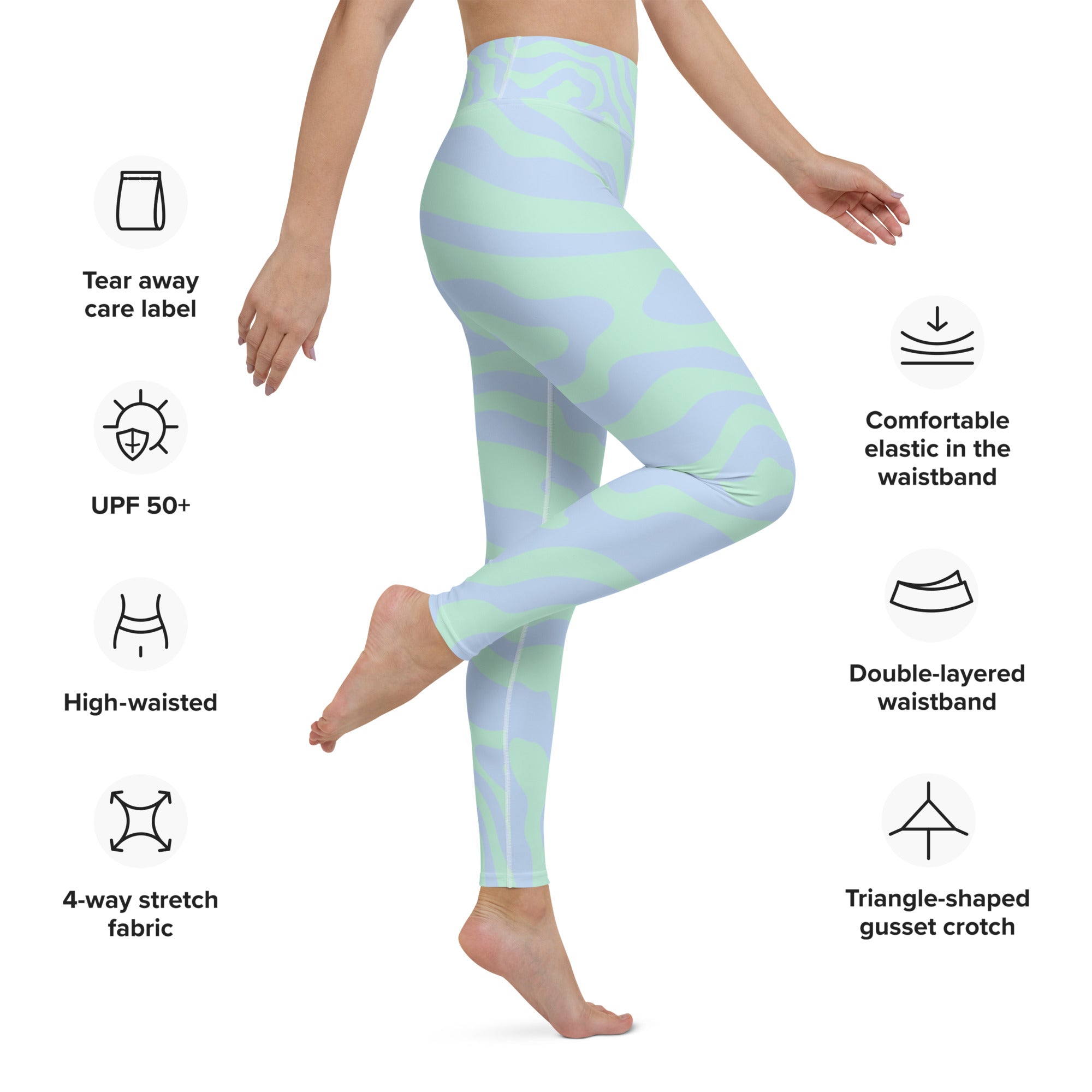 Women's Tropical Print Retro Kelp Yoga Leggings — Premium Stretch Activewear
