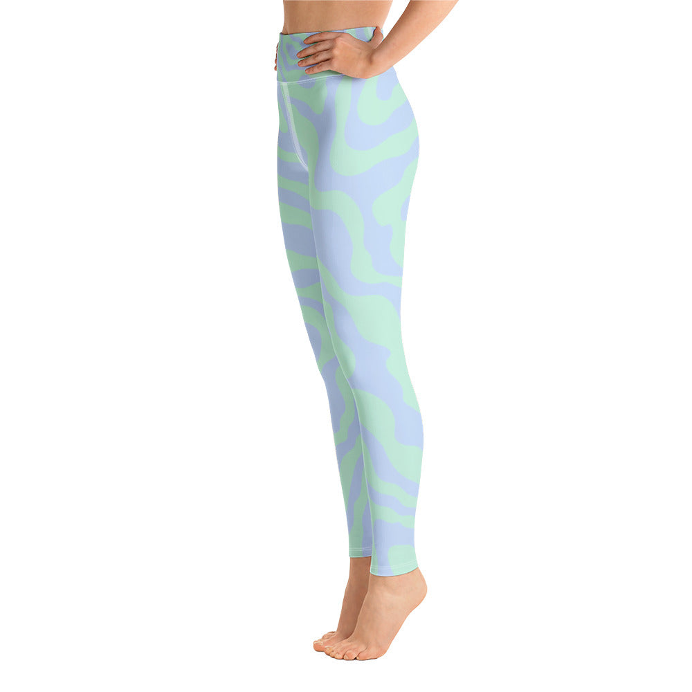 Women's Tropical Print Retro Kelp Yoga Leggings — Premium Stretch Activewear