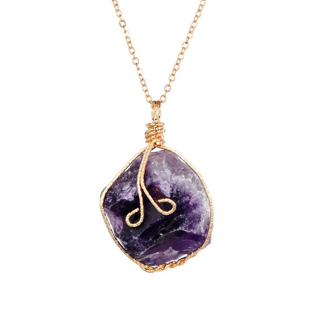 Natural Gemstone Chakra Pendant — Energy Healing Crystal Necklace with Chain