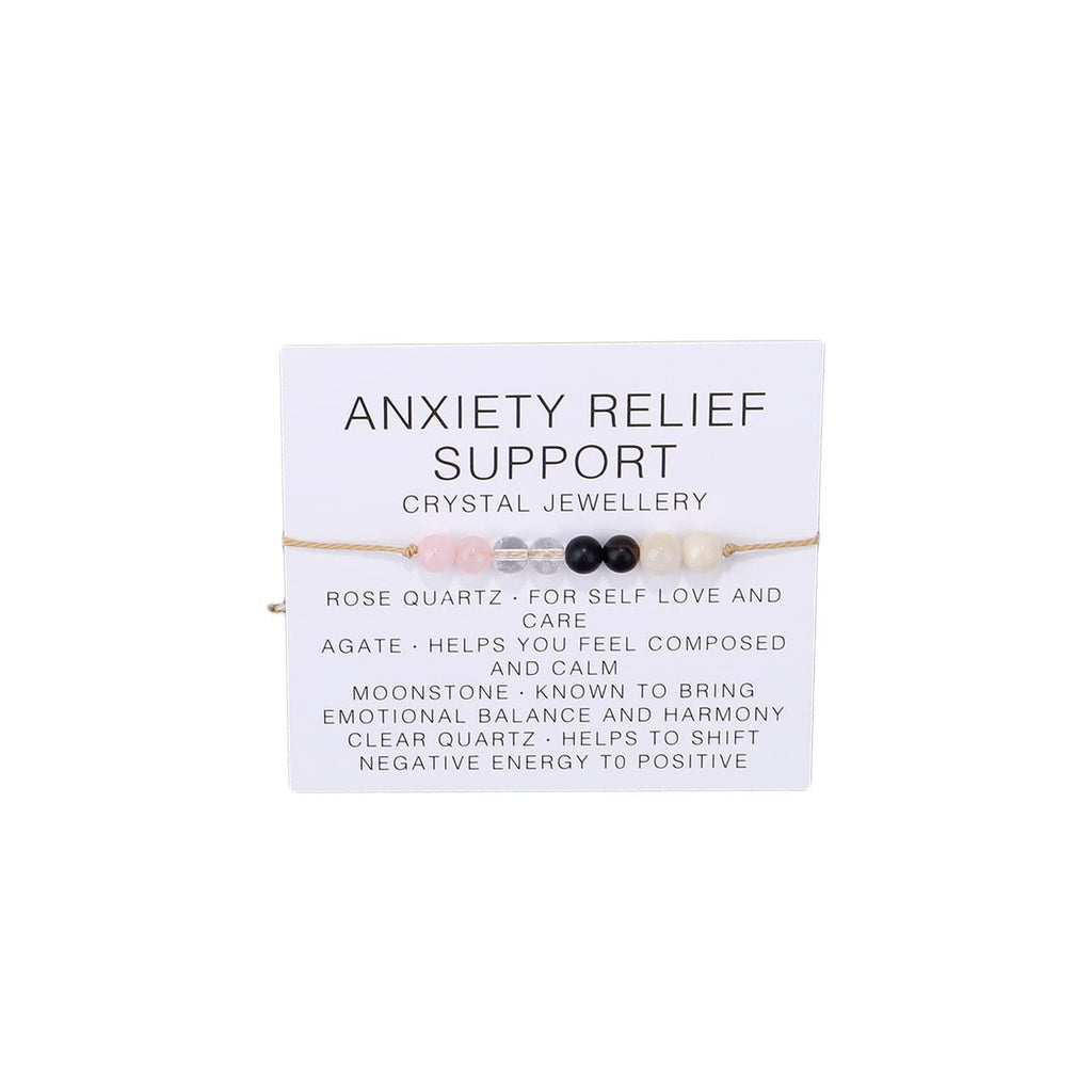 COLORFUL BLING Natural Healing Stone Bracelet — Quartz Crystal Beads with Meaningful Intention Card