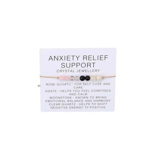 COLORFUL BLING Natural Healing Stone Bracelet — Quartz Crystal Beads with Meaningful Intention Card