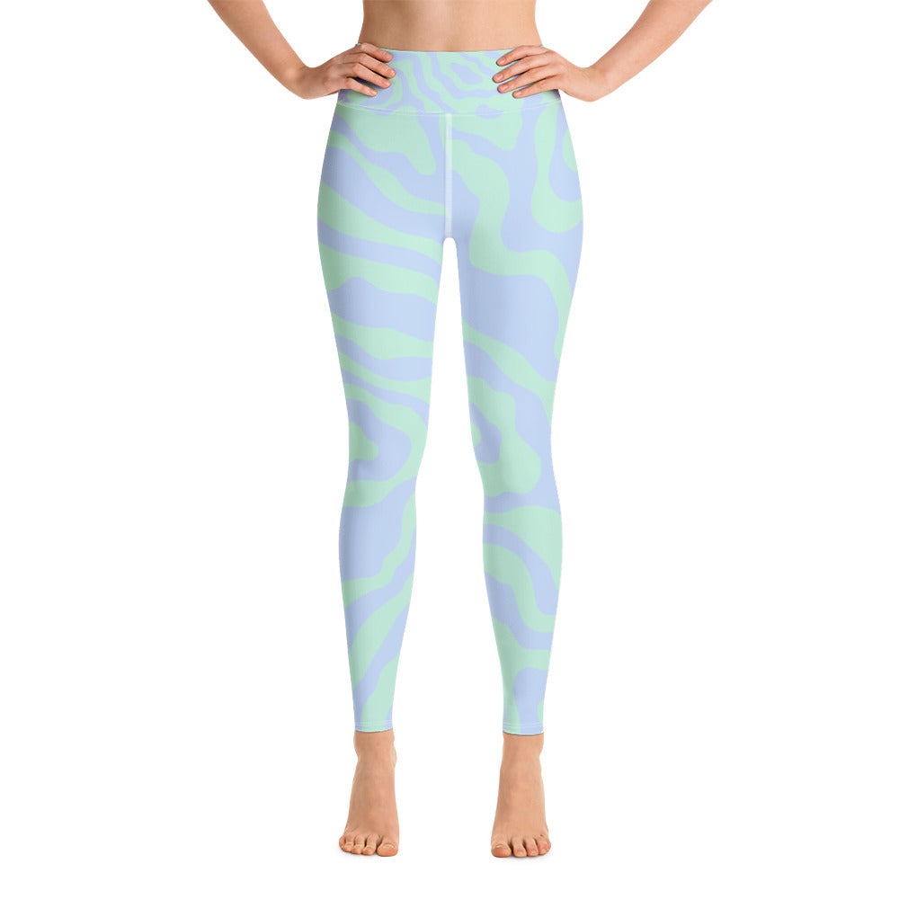 Women's Tropical Print Retro Kelp Yoga Leggings — Premium Stretch Activewear