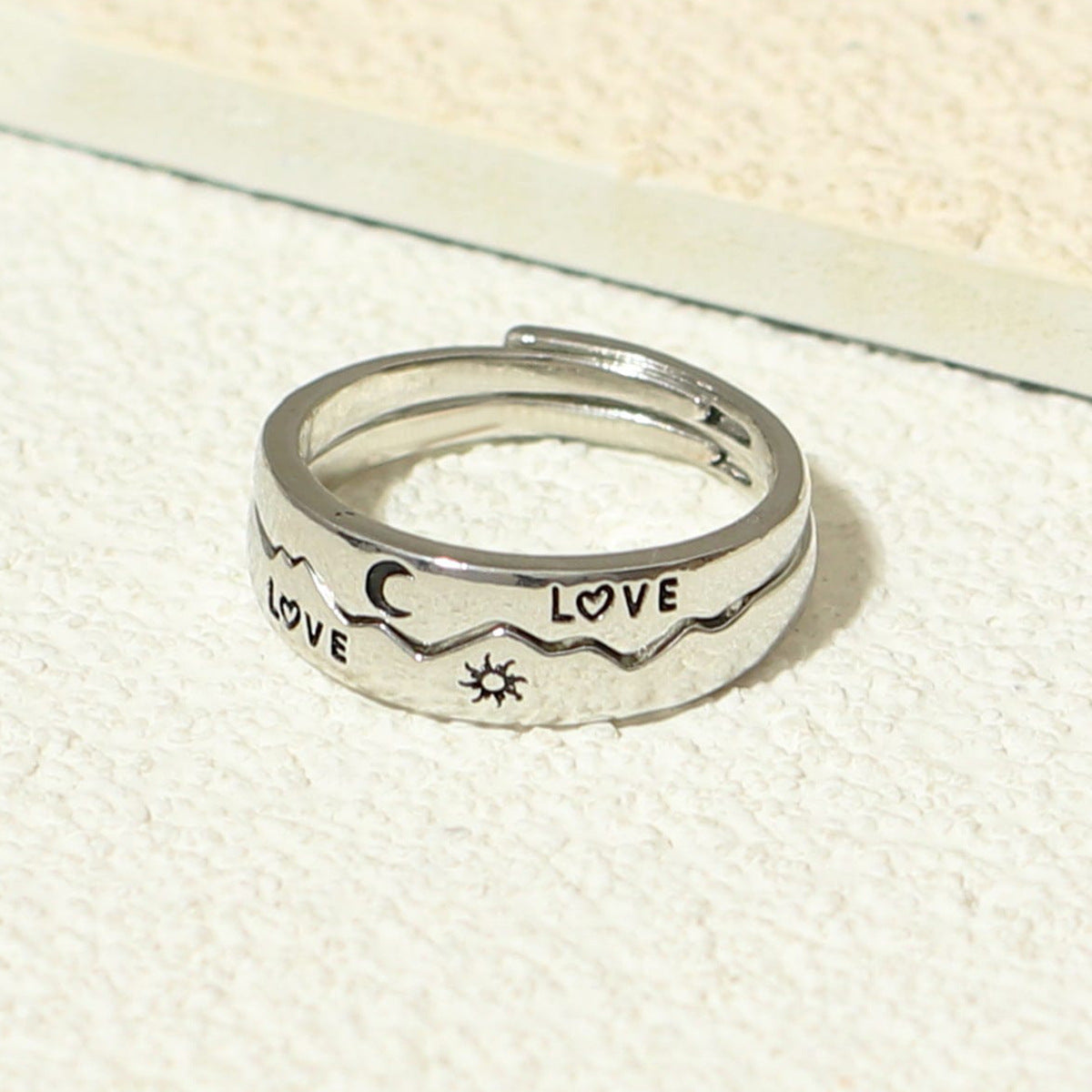 Sun & Moon LOVE Couple Ring