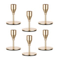 Gold Taper Candle Holder Set — 6‑Piece Metal Candlestick Centerpiece Set