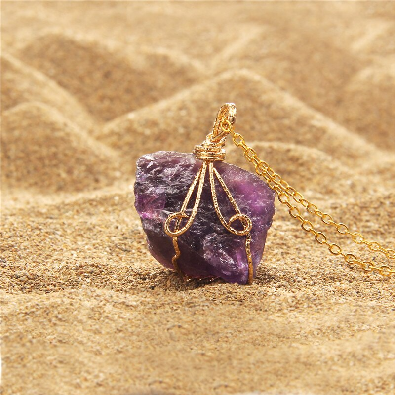 Natural Gemstone Chakra Pendant — Energy Healing Crystal Necklace with Chain