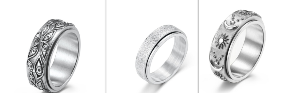 Celestial Spinner Ring — Sun, Moon & Stars