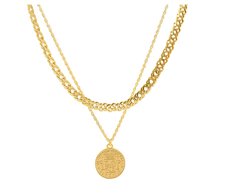 Mystic Ocean Retro Gold Coin Pendant Necklace — Hip Hop Style Chain