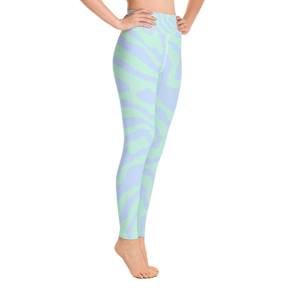 Women's Tropical Print Retro Kelp Yoga Leggings — Premium Stretch Activewear