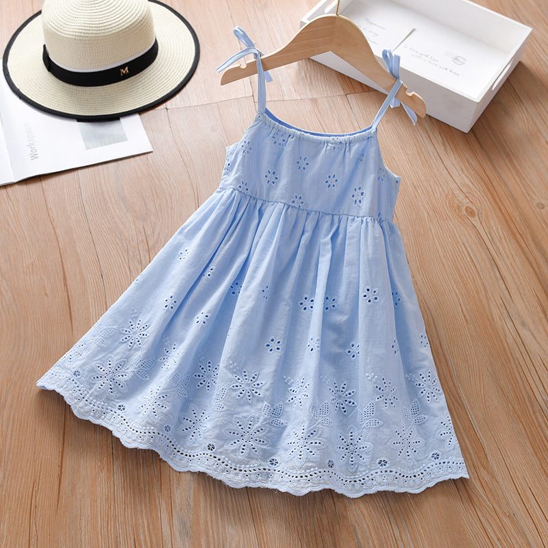 Girls’ Summer Lace Embroidered Vest Dress — 2022 Cute & Breezy Style