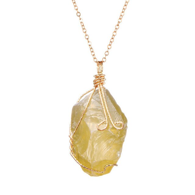 Natural Gemstone Chakra Pendant — Energy Healing Crystal Necklace with Chain