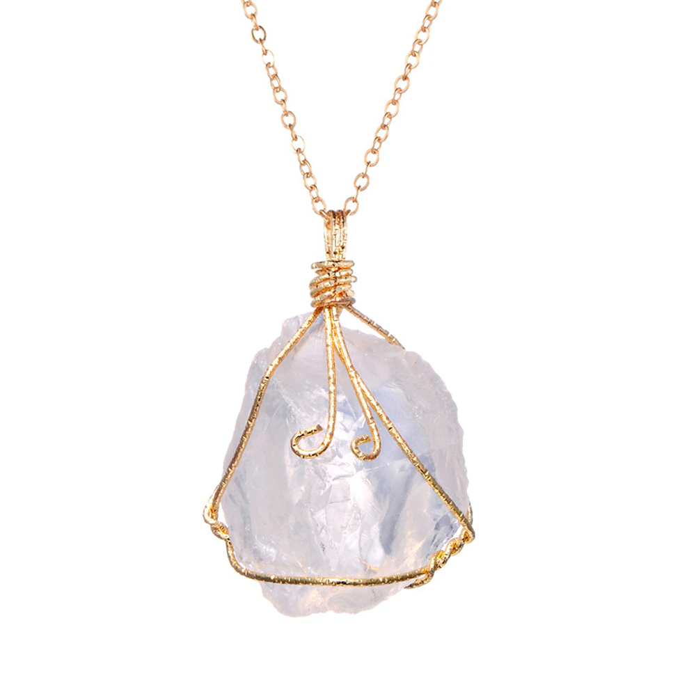 Natural Gemstone Chakra Pendant — Energy Healing Crystal Necklace with Chain