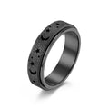 Moon & Star Stainless Steel Anxiety Spinner Ring — 6MM Sand‑Blast Celestial Fidget Band (Unisex)