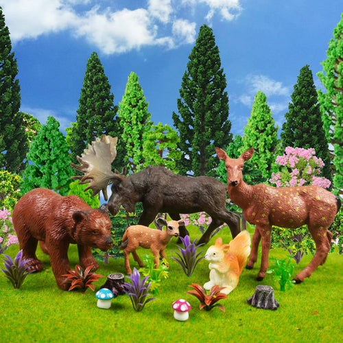 40‑Piece Woodland Animals & Forest Trees Set — Cake Toppers, Diorama & Party Decorations