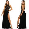 Summer Long Dress with Sheer Lace & Split Design — Elegant Boho Event Wear
