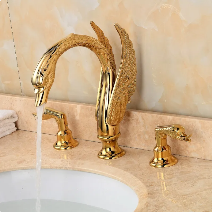 Luxury Swan Crystal Handle Faucet — Elegant Designer Bathroom Fixture