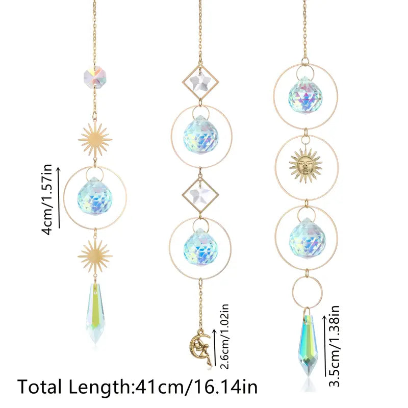 Rainbow Crystal Suncatcher Wind Chime — Glass Pendant Light‑Catching Ornament