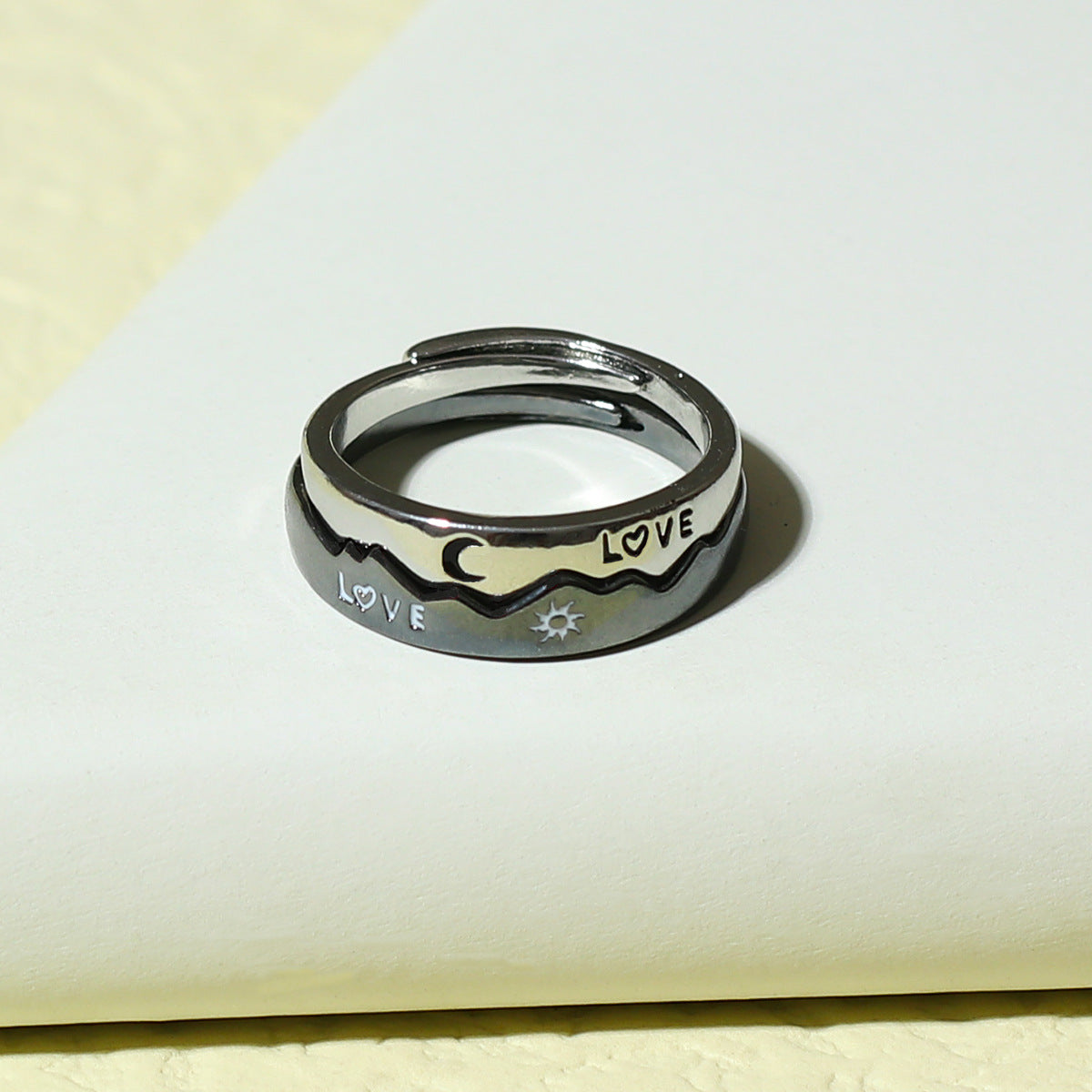 Sun & Moon LOVE Couple Ring