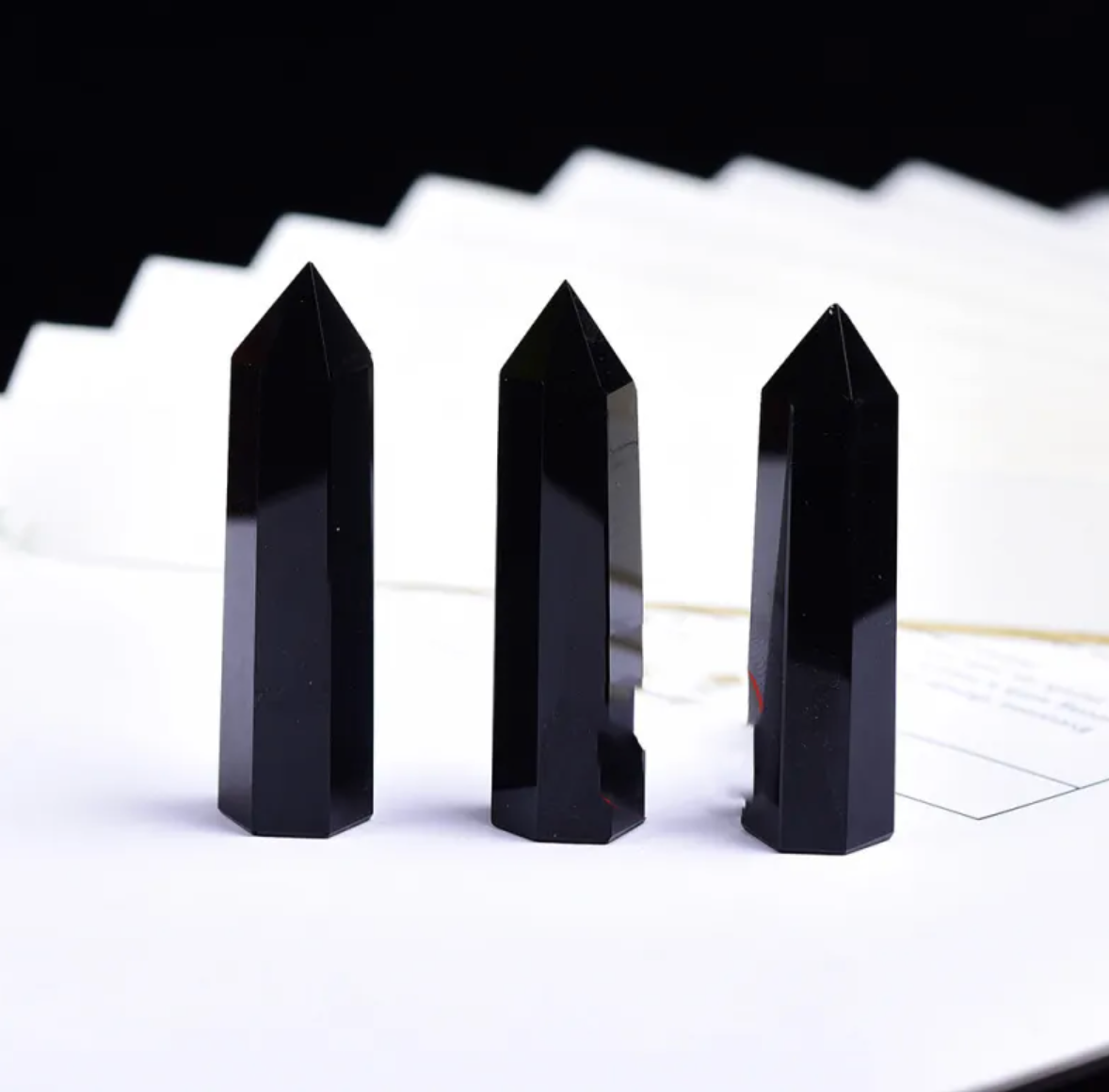 Six‑Sided Crystal Energy Column — Natural Polished Crystal Tower (Obsidian, Amethyst, Fluorite, Labradorite)